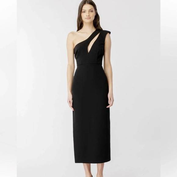 Bardot Women’s (S) Aveline Black One Shoulder Midi Cut Out Fitted Cocktail Dress - Picture 9 of 9